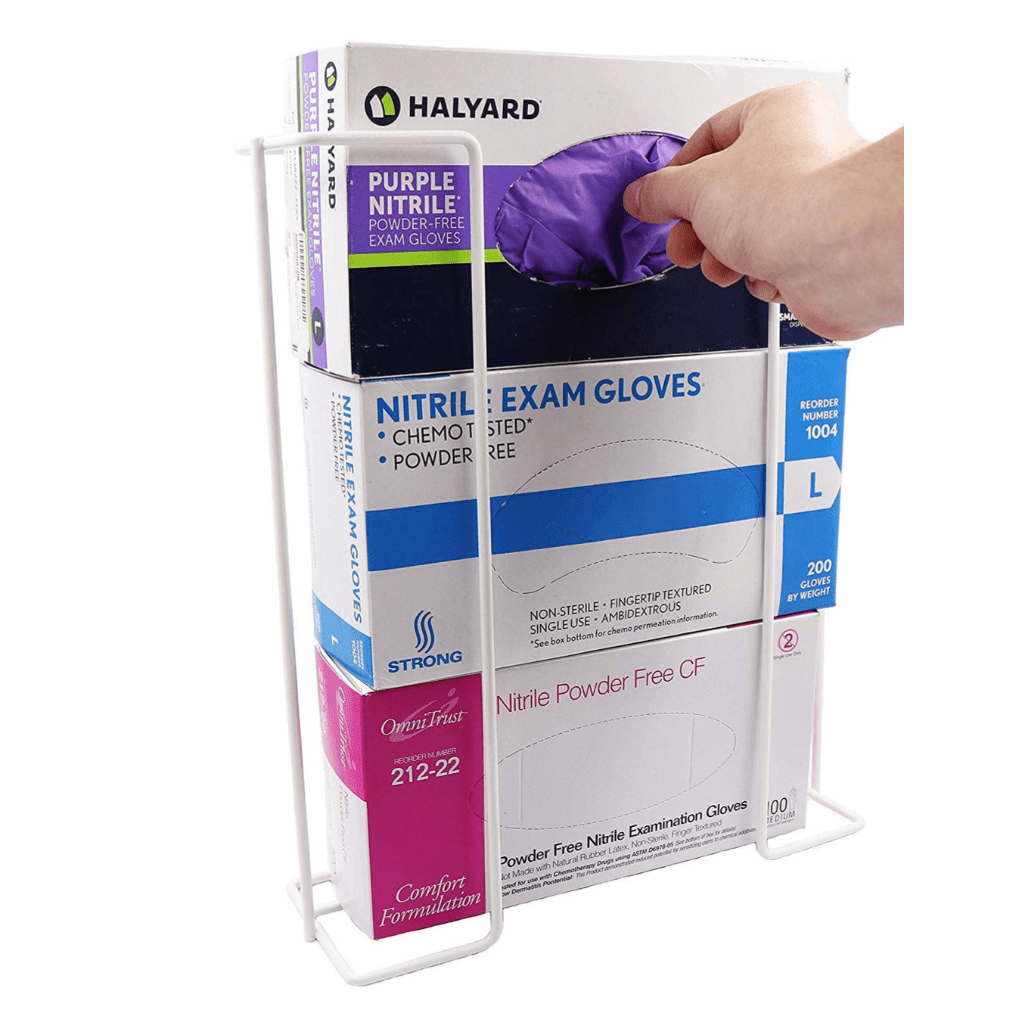 Basic Medical-Wire Frame Wall Mount Disposable Glove Holder, White-MedTech-3